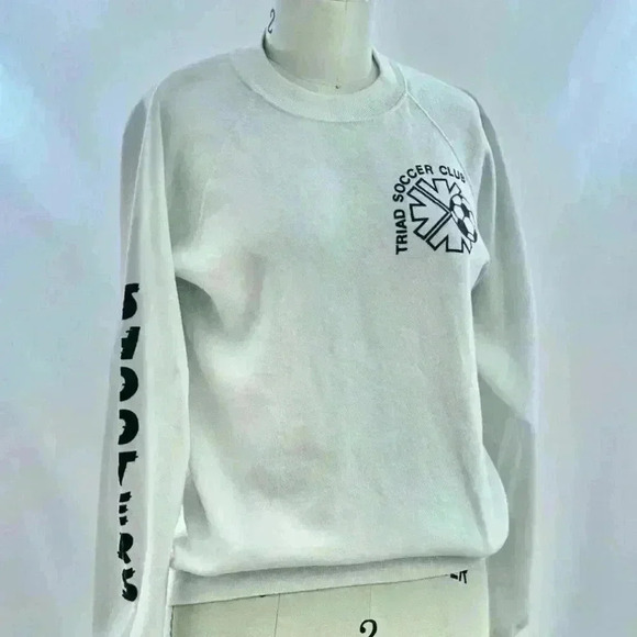 Vintage 80s White Soccer Club 50/50 Sweatshirt - Picture 2 of 4